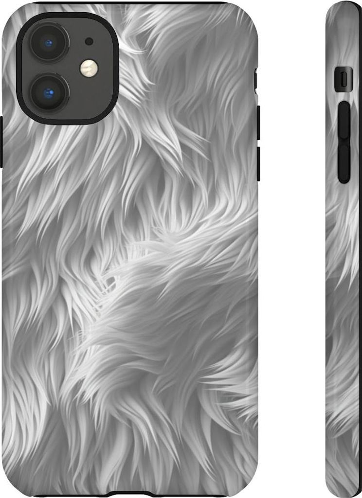 Glänzendes Design mit weißer Fellstruktur – Hülle Kompatibel mit iPhone 11