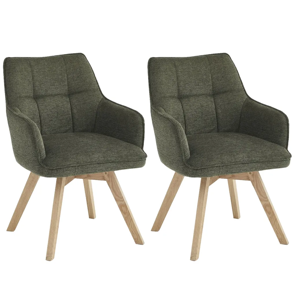 Lot de 2 Chaises NAVINA Casa Dolce Vert avec Chêne et Pivot à 180°