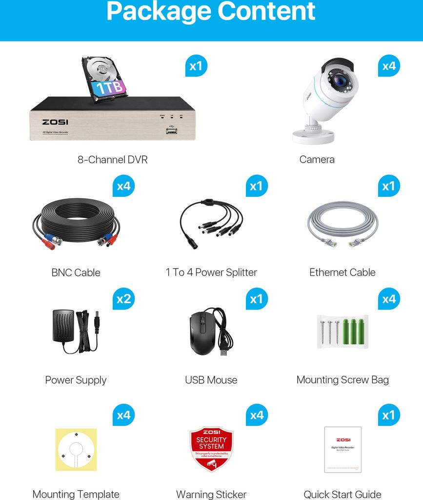 ZOSI 8CH H.265+ 1080P DVR Überwachungssystem mit 1TB Produktbild 9