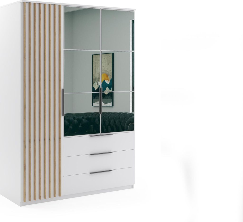 Szafa Sorento 150 cm craft złoty i biel - 150 x 61 x 215 cm Zdjęcie produktu 