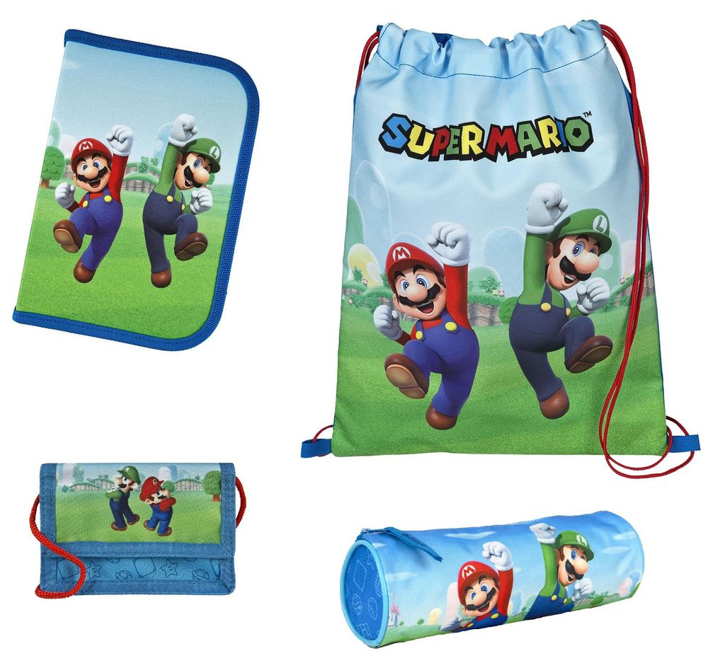 Schul-Zubehör 4-teiliges Set für Super Mario Schulranzen Produktbild 