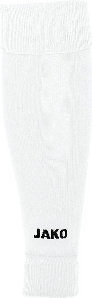 A white sock with a black logo.