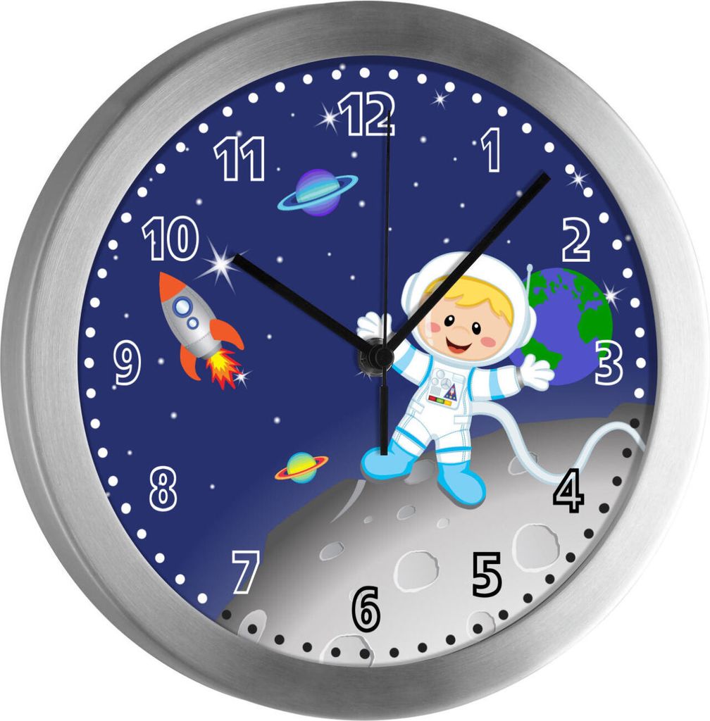 Kinderzimmer Funkwanduhr, Funkuhr Wanduhr Kinder, Weltall 25 cm