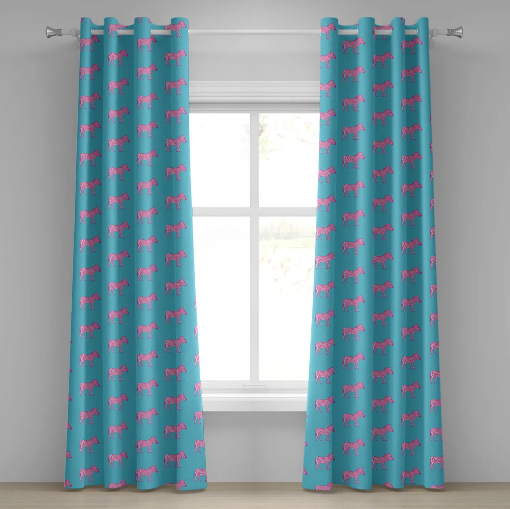 Rideau zèbre exotique à œillets 280x175 cm tissu premium lavable rose bleu