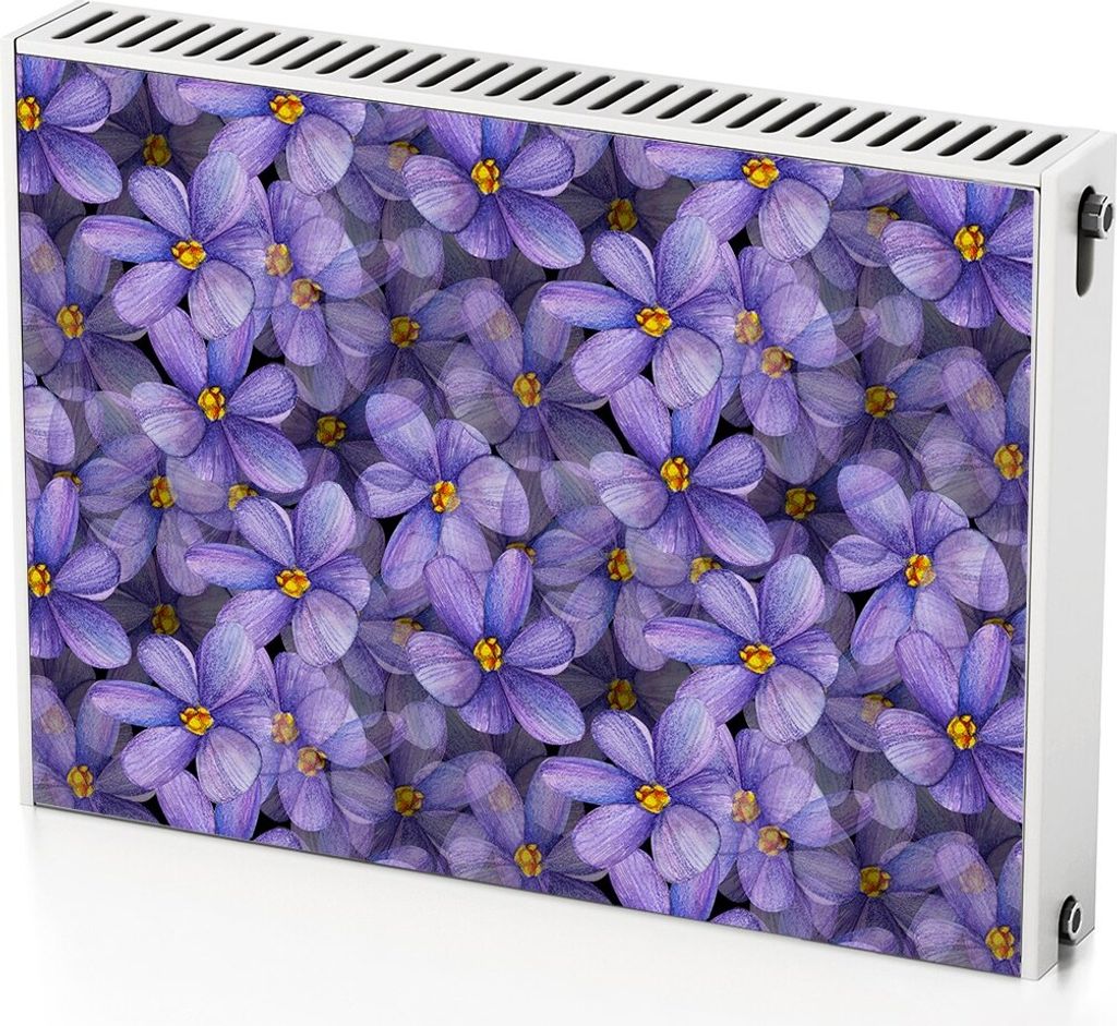 Lila Blume – Magnetische Heizkörperabdeckung – 80x60 cm – Magnet Heizkörperabdeckung – 3D Würfel – Heizkörperverkleidung – Magnetis...