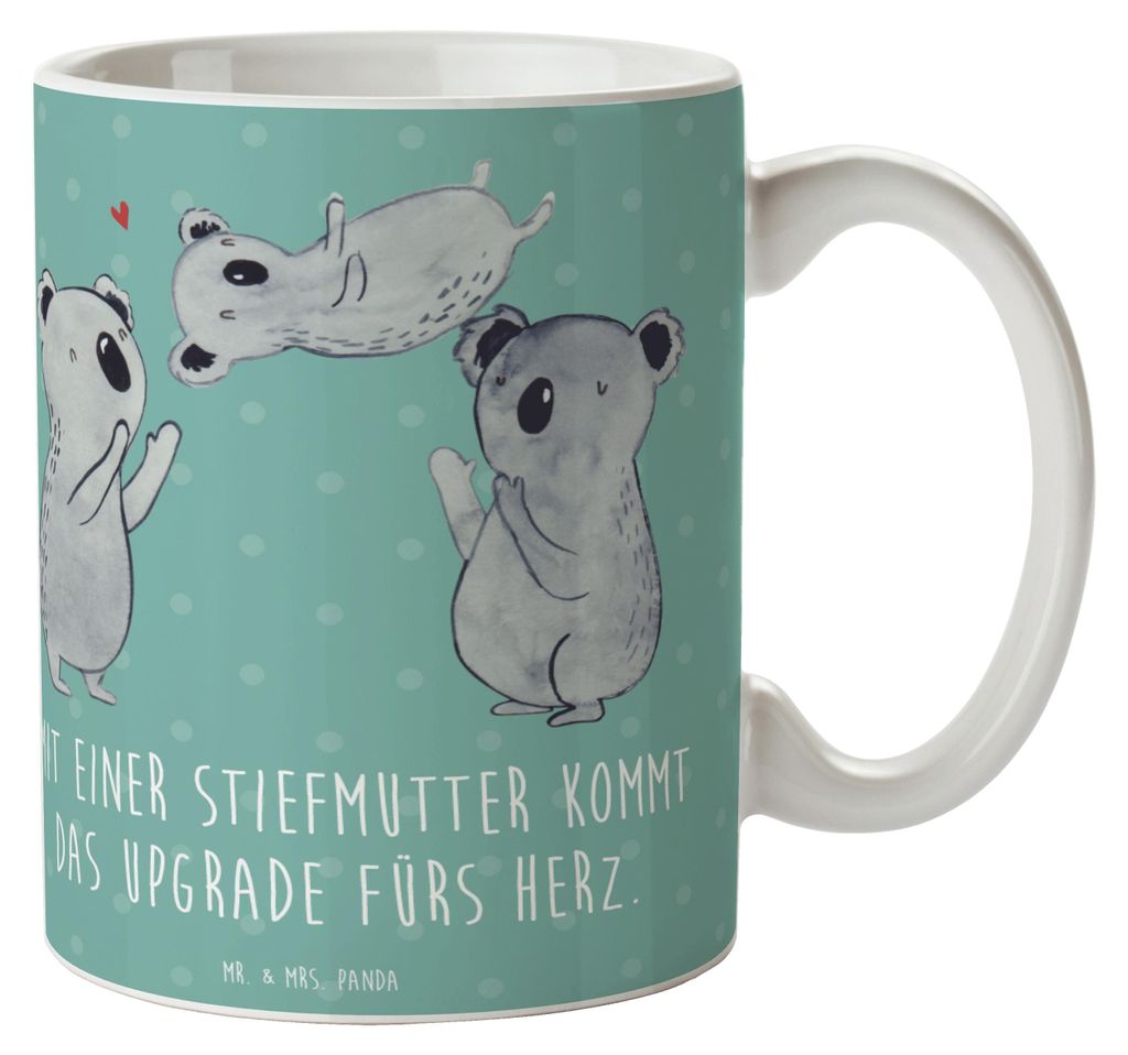Mr. & Mrs. Panda Becher Herz Stiefmutter - Meeresbrise - Geschenk, Jubiläen, Familie, Kaffeetasse, einzigartige Designs, Upgrade, bedruckt, Trinkb...