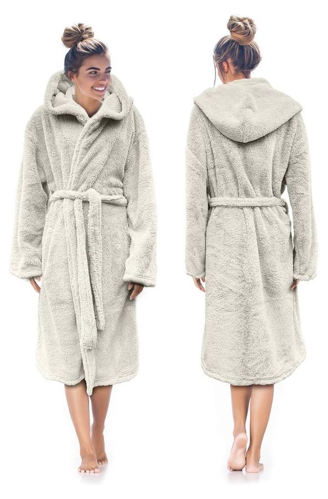 LINNICK Teddy Fleece Bademantel mit Kapuze inklusive Teddy Produktbild 