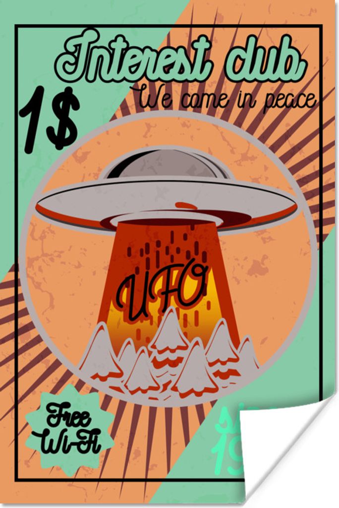MuchoWow Poster Ufo - Weltraum - Alien 80x120 cm - Papierdruck