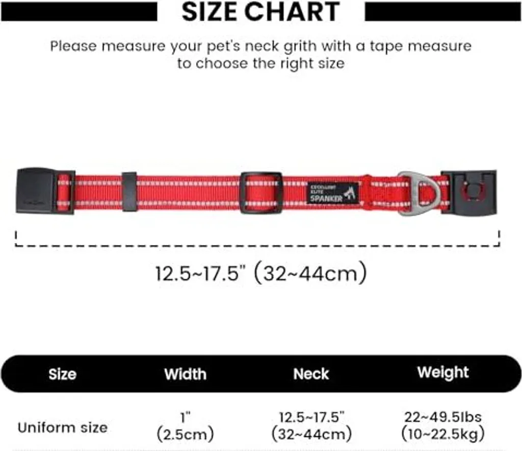 Collare Cane Nylon Rosso Riflettente Chiusura Magnetica Premium