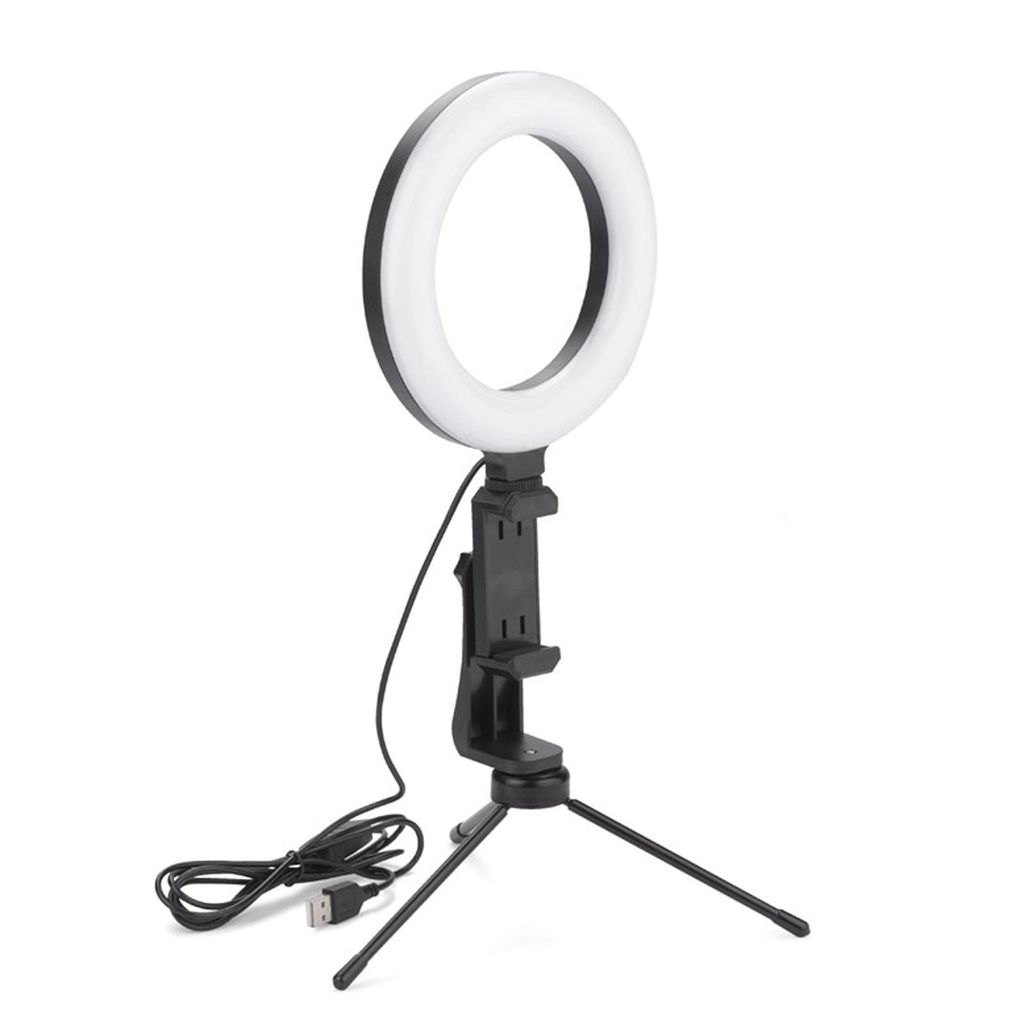 LED Handy Ringlicht Ø 16 cm mit Stativ und Handyhalter Dimmbar Smartphone Lampe Licht Ringleuchte