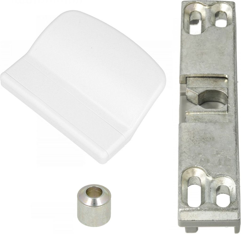 3er Set Kunststoff Balkontürgriff Weiss + Schnäpper + Ringhülse für Schüco / Rehau Fenster