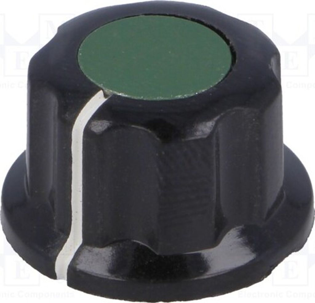1x Drehknopf mit Flansch ØAchse: 6,35mm Ø16,5x11mm Bakelit grün G19-GN Drehknöpfe