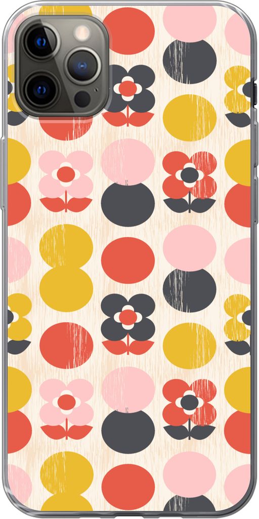 MuchoWow Handyhülle Schutzhülle Hülle für Telefoonhoesje iPhone 13 Pro Max Retro - Design - Blumen - Pastell Silikon Softcase Handy Hülle - ...