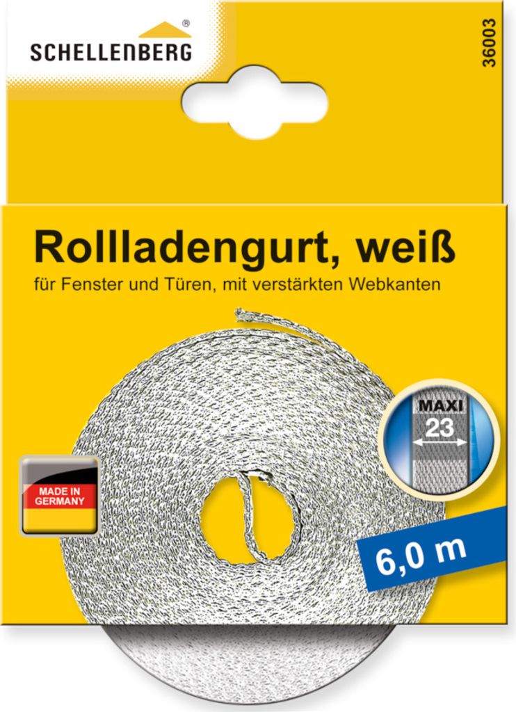 Schellenberg Rollladengurt Maxi 23 mm breit, 6 m lang, weiß, 36003