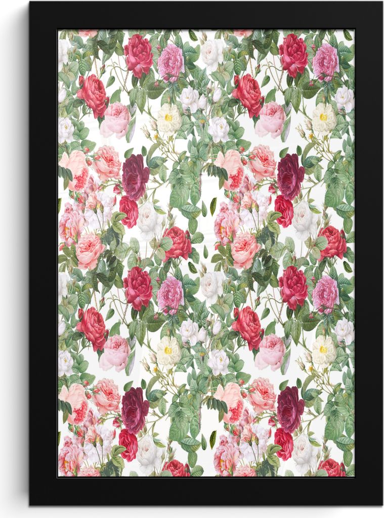 MuchoWow MuchoWow Gerahmtes Poster Blumen - Vintage - Rosen 20x30 cm - Poster mit zchwarzem Bilderrahmen - Drucken - Bilder Poster im Rahmen