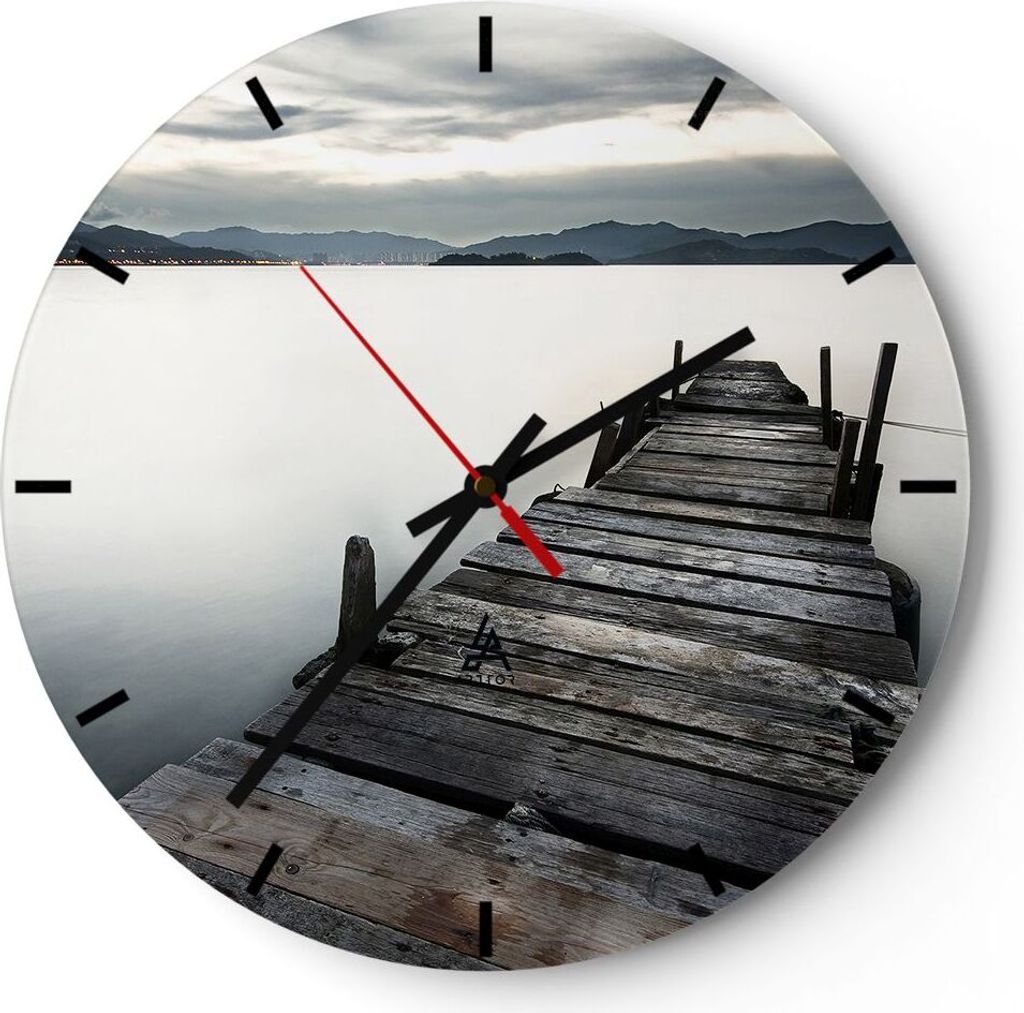 Wanduhr - Rund - Glasuhr - Insel Urlaub Pazifischer Ozean - 30x30cm - Schleichendes Uhrwerk - Lautlos - zum Aufhängen bereit - Dekoration Modern -...