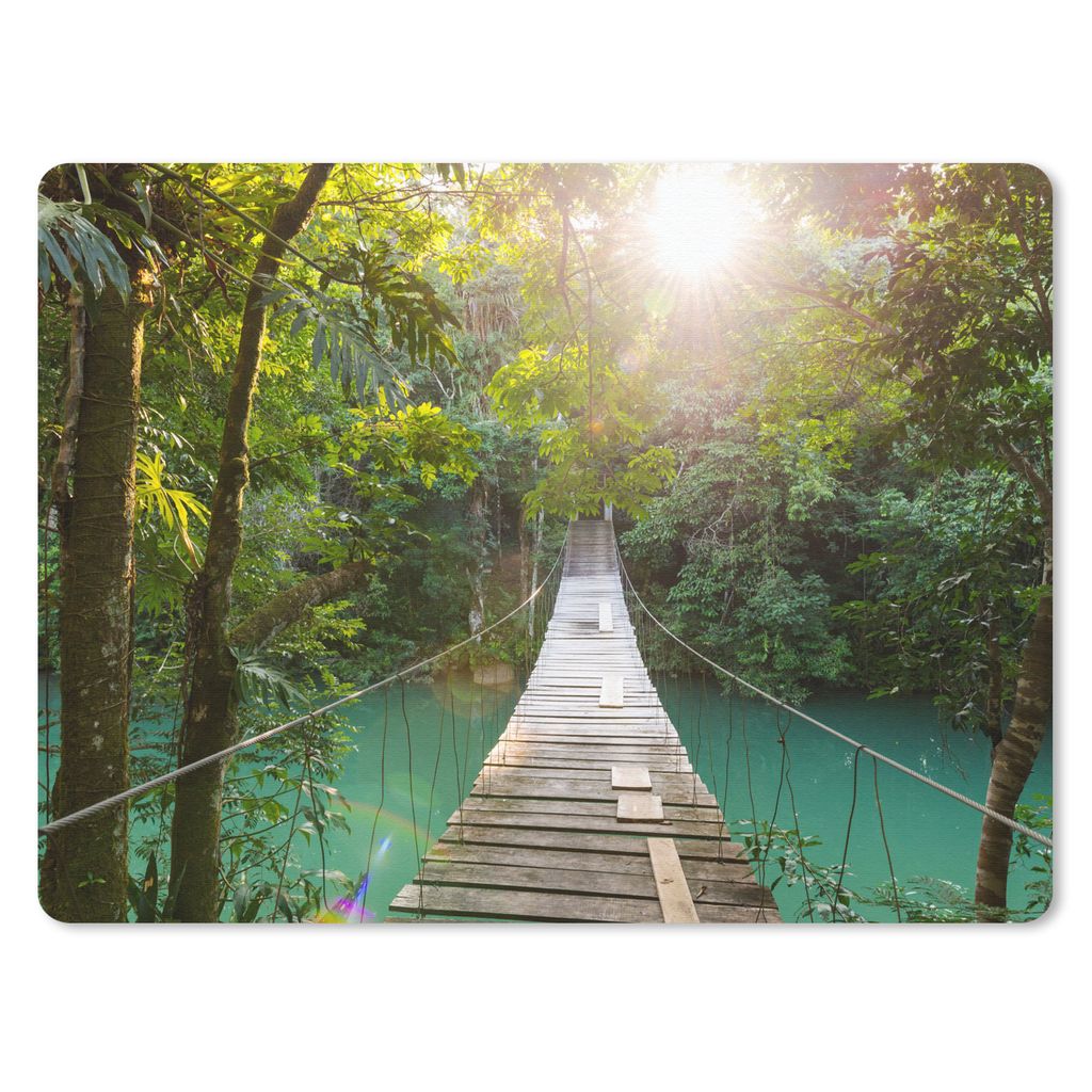 MuchoWow Mauspad Mousepad Dschungel - Wasser - Brücke - Natur - Pflanzen 40x30 cm - Mousepads - Maus Mat - Pad - Mausunterlage - Anti Rutsch