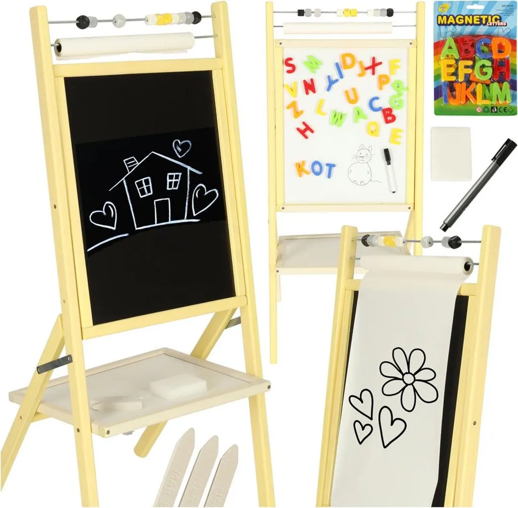 Tableau blanc sur pieds coloris cendré 46x43x89 cm multi-usages