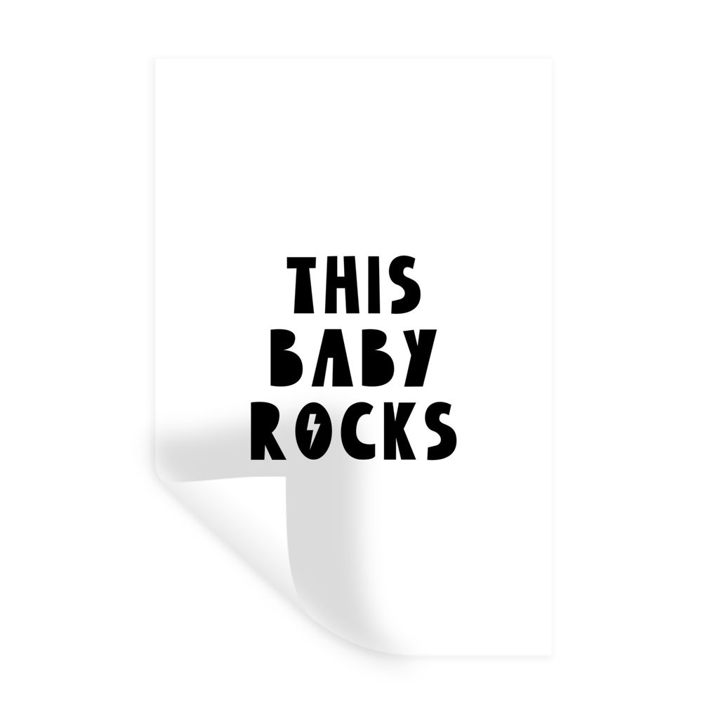 MuchoWow Wandtattoo Wandsticker Wandaufkleber Zitate - Dieses Baby rockt - Baby - Kinder - Sprichwörter 60x90 cm Selbstklebend und Repositionier...