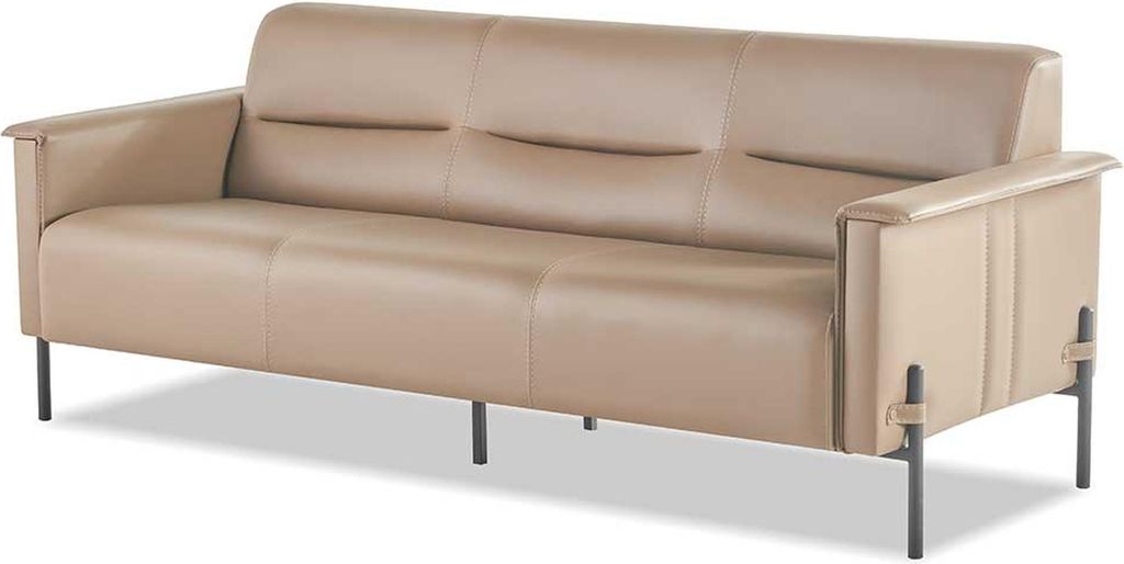 Ledersofas 3-Sitzer Edelstahl Beige Modern Edelstahl Couch Leder Holz
