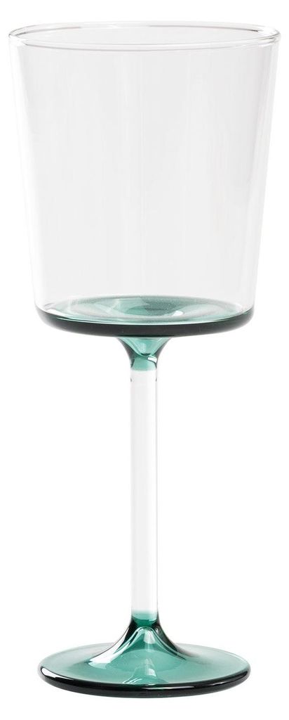 Discobolo Rotweinglas aus mundgeblasenem Borosilikatglas, 4-teiliges Set, Fassungsvermögen 46,5 cl, Design mit elegantem, seegrünem Boden