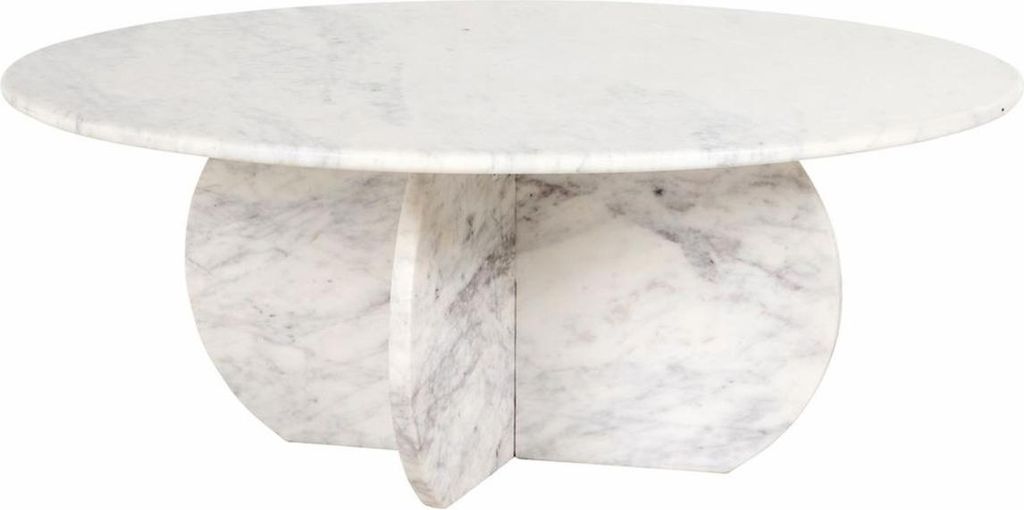 Casa Padrino Luxus Marmor Couchtisch Weiß Ø 90 cm - Luxus Wohnzimmer Möbel