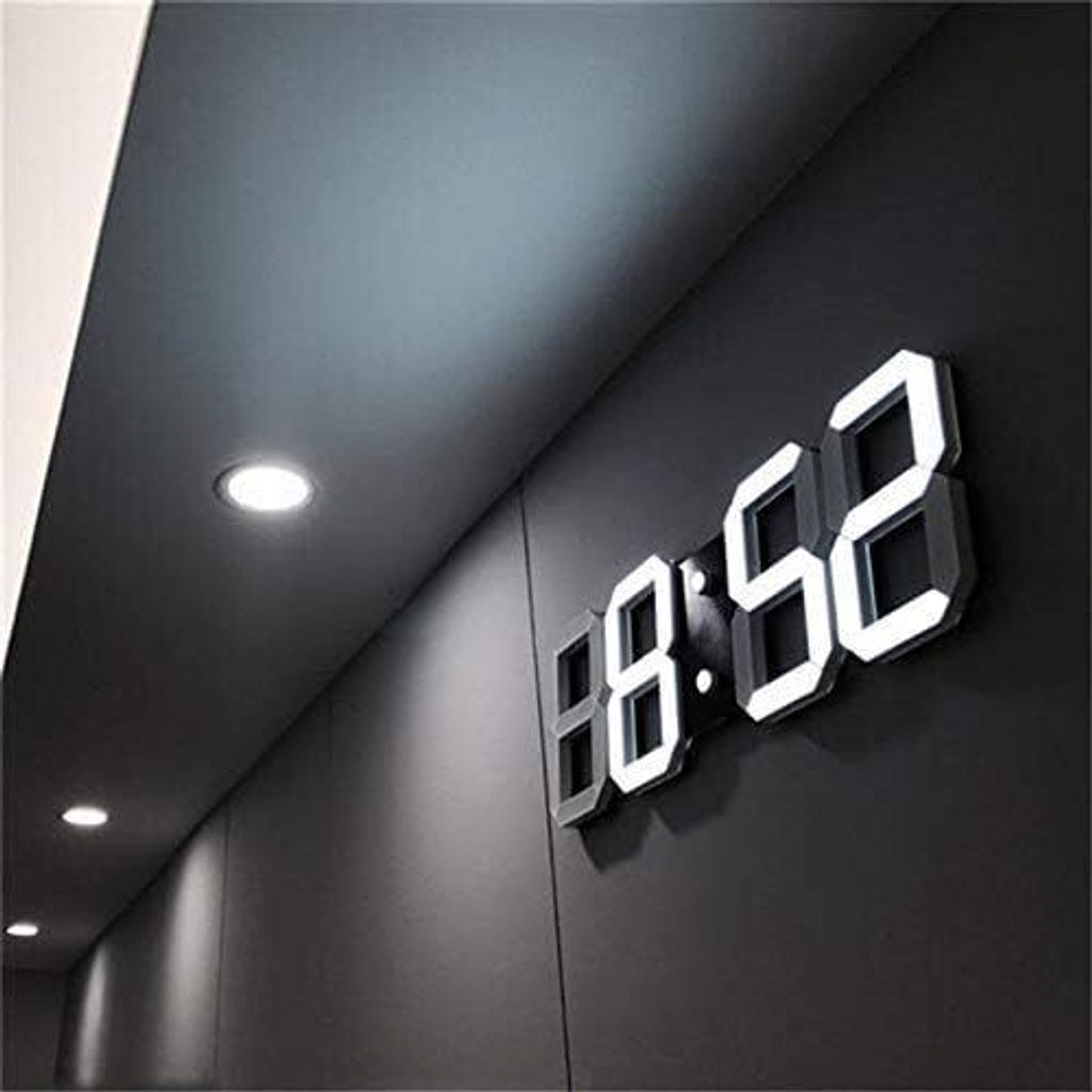 3D-LED-Wanduhr, moderner digitaler Wecker für Zuhause, Küche, Büro, Nachttisch, Wanduhr, 24- oder 12-Stunden-Anzeige