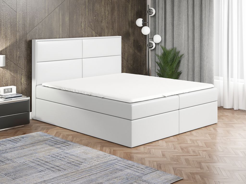 Boxspringbett HOPP 120 x 200 mit 2 Bettkästen, Bonell-Matratze und Topper. Farbe: Grau