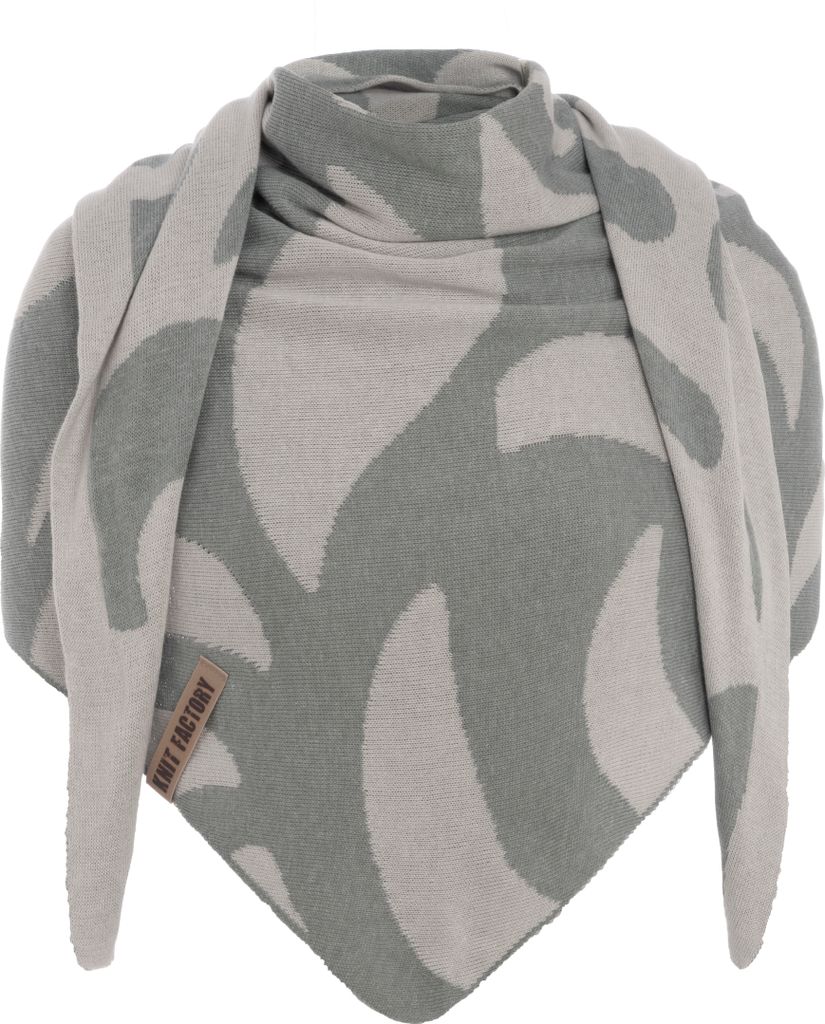 Knit Factory Leaf Dreieckstuch - Bright Grey/Grau - 200x70 cm