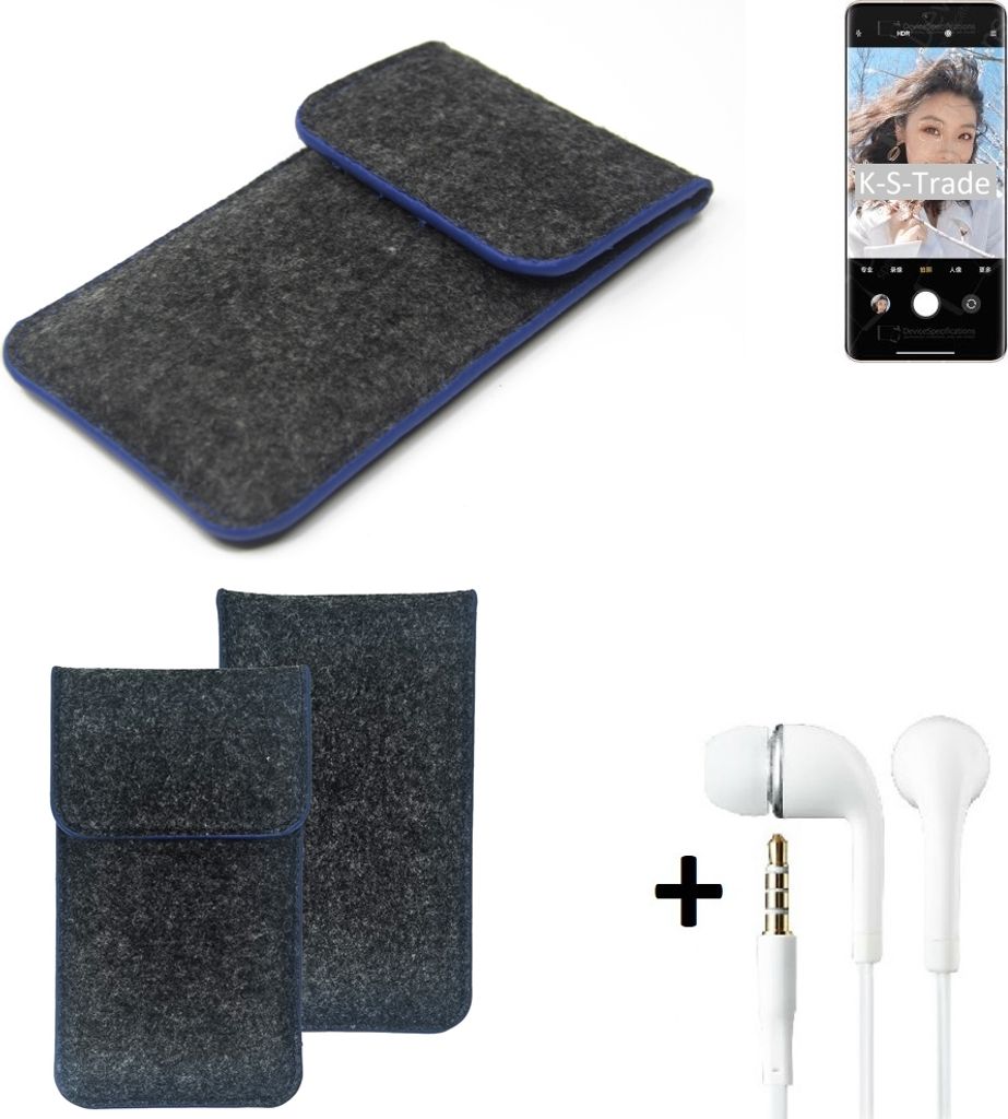 K-S-Trade Handy Schutz Hülle kompatibel mit Xiaomi Civi 1S Schutzhülle Handyhülle Filztasche Pouch Tasche Case Sleeve Filzhülle dunkelgrau, blauer