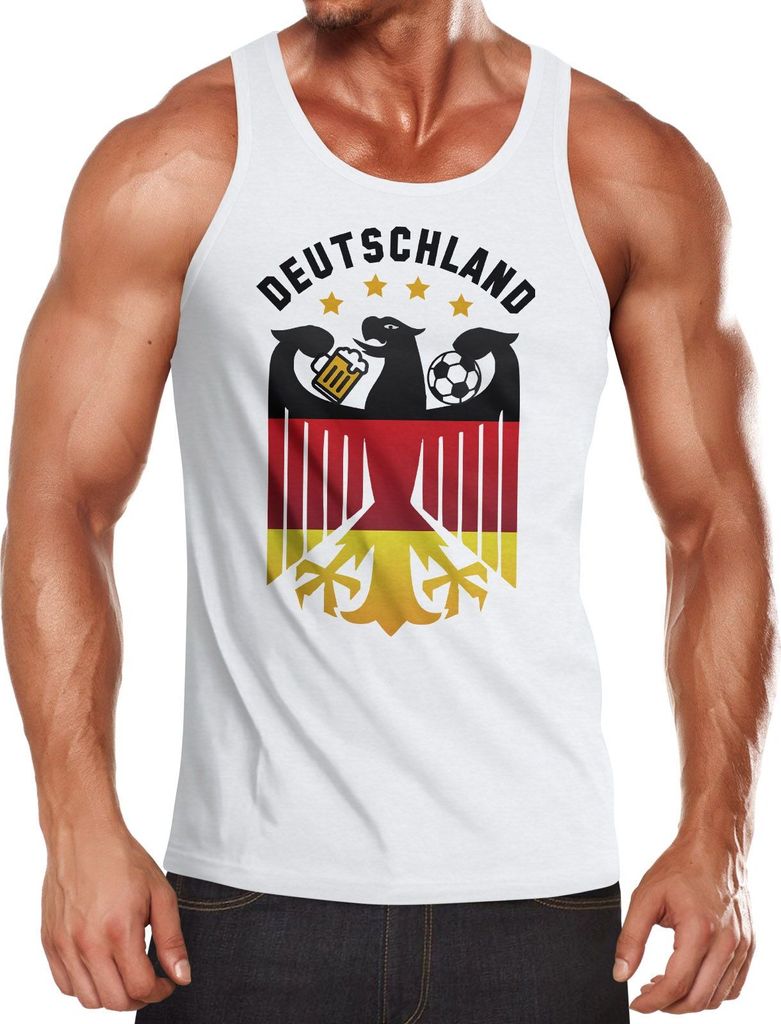 Herren Tanktop Deutschland Fußball EM 2024 Bundesadler Bier Deutschlandshirt Deutschlandflagge Moonworks weiß XL