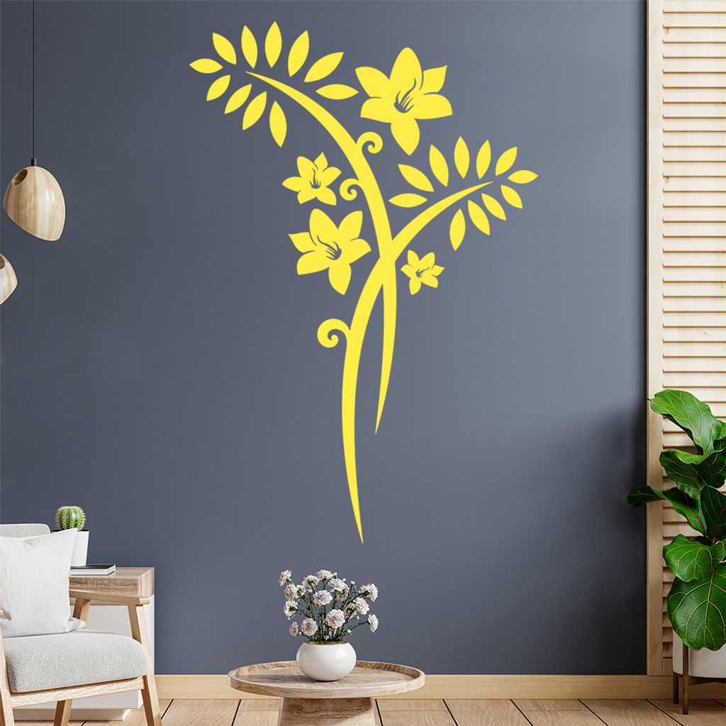 Blume - Linien Wandtattoo in 6 Größen - Wandaufkleber Wall Sticker - Dekoration, Küche, Wohnzimmer, Schlafzimmer, Badezimmer