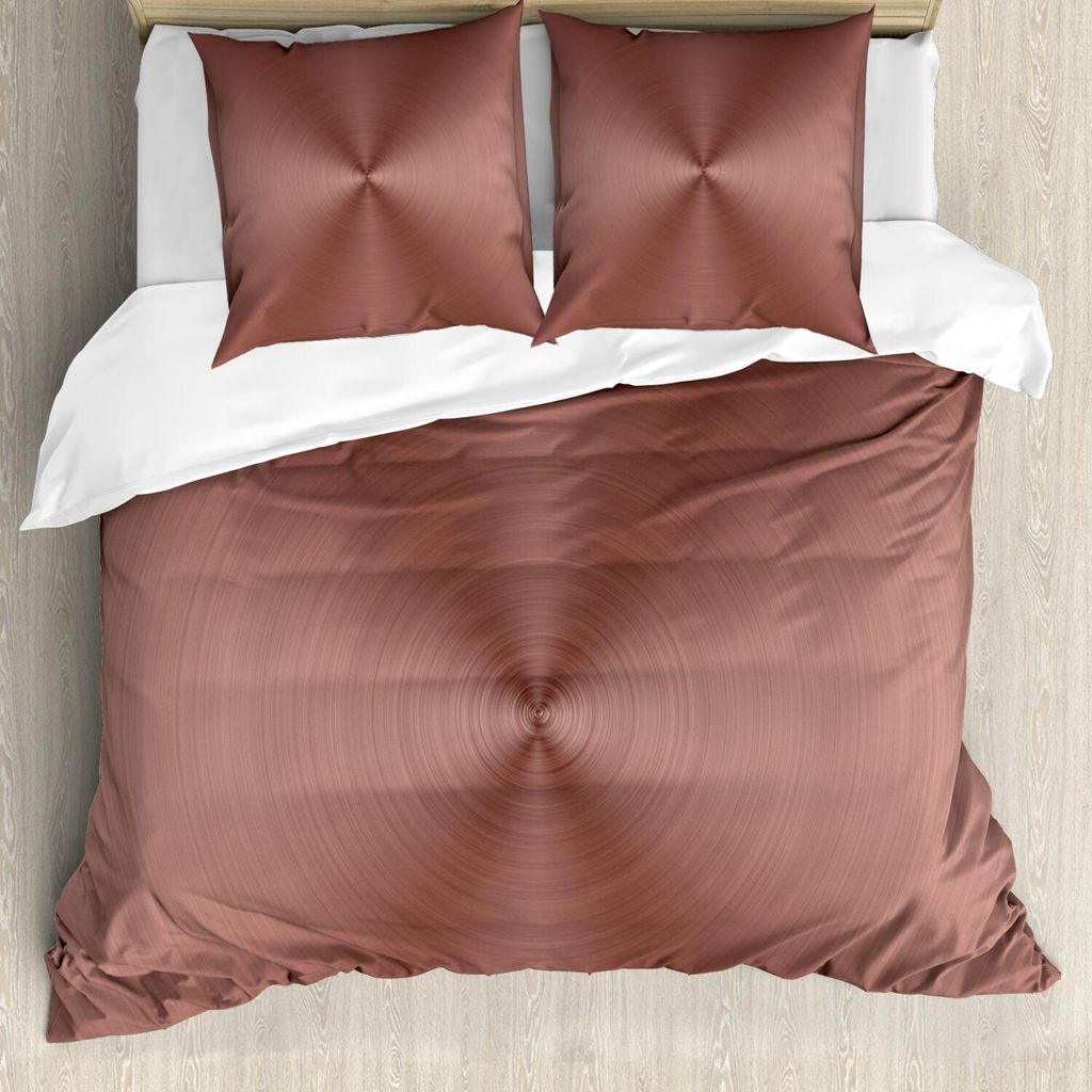 ABAKUHAUS Abstrakt Bettbezug Set, Modernes Grafikdesign einer runden und radialen Form mit Ombre-Effekt, 200 x 200 cm + 80 x 80 cm, Schokolade Getr...
