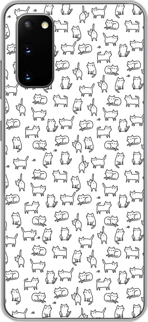 MuchoWow Handyhülle Schutzhülle Hülle für Telefoonhoesje Samsung Galaxy S20 Mädchen - Katze - Muster - Mädchen - Kinder - Kinder Silikon So...