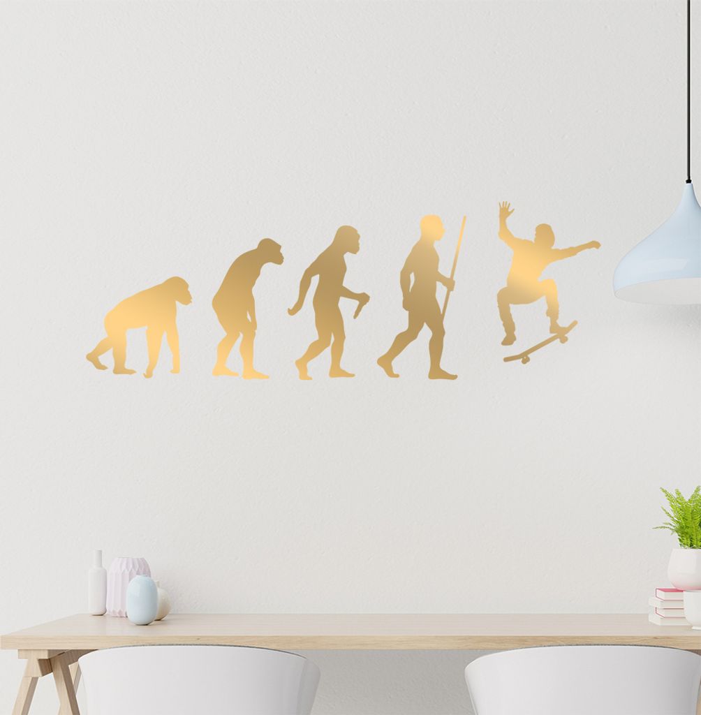 Skateboard Skaten Evolution Wandtattoo Wandaufkleber Wall Sticker - Dekoration, Küche, Wohnzimmer, Schlafzimmer, Badezimmer