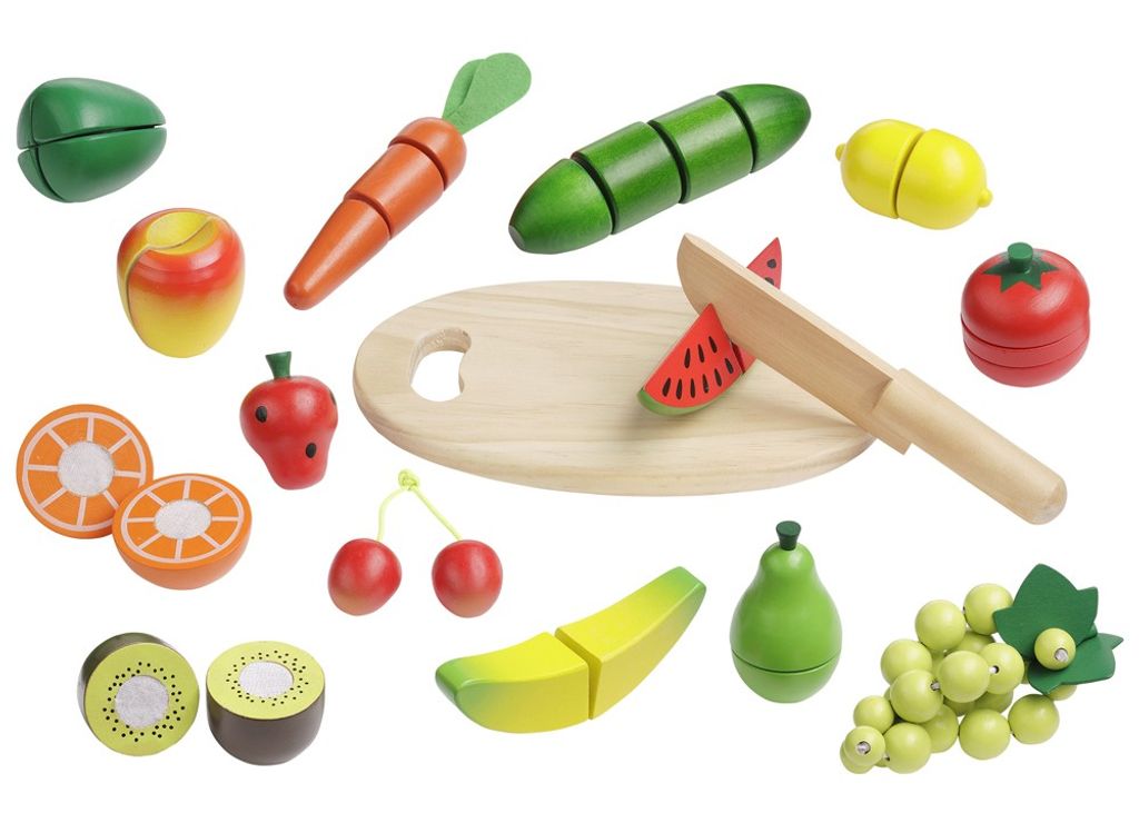 Einkaufswagen Supermarkt-Spielzeugset 17-TLG mit Zubehör mit Obst und Gemüse 