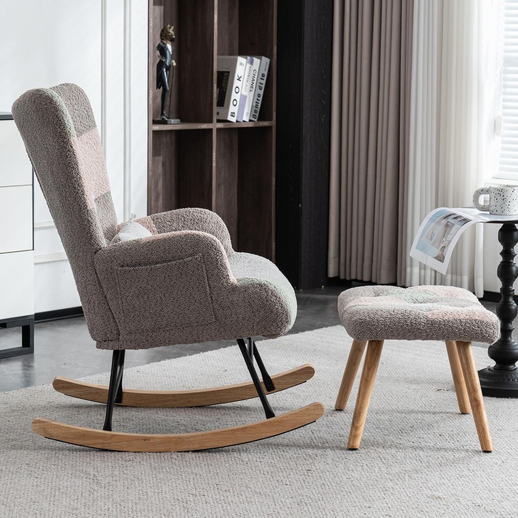 OKWISH Fauteuil à Bascule avec Repose-Pieds et Coussin Image du produit 