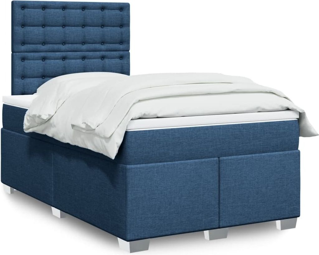 Möbel Boxspringbett mit Matratze Blau 120x190 cm Stoff - Polsterbett 3290447