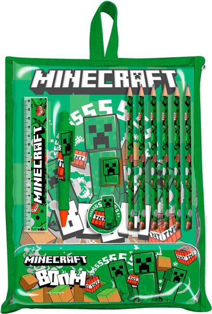 Minecraft Stationery Set with Notebooks, Pencils, and Stickers