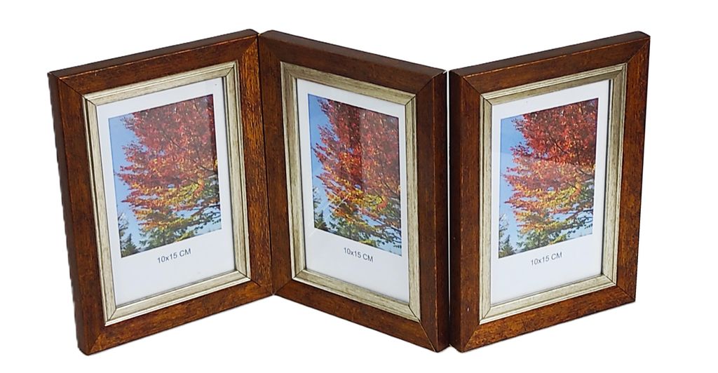 FLASH Multirahmen-Galerie für Fotos 15 x 21 cm DREIFACH vertikal/vertikal/vertikal BRAUN