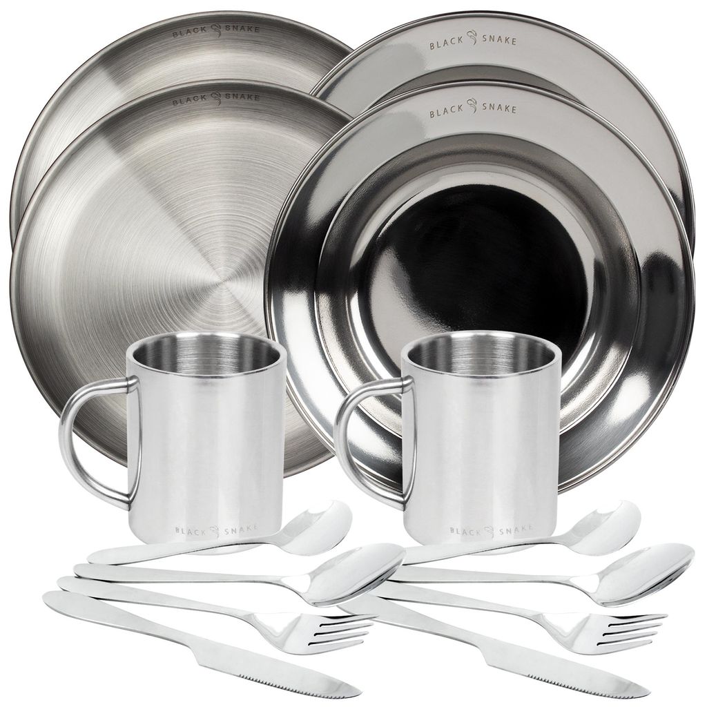 Black Snake® Camping Set - flacher & tiefer Edelstahl Produktbild 