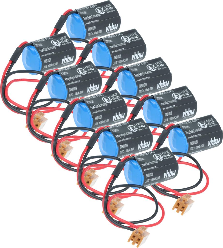 vhbw 10x Batterie Ersatz für LS14250-MR, FBT030A, FBT020A, ER3V/3.6V, NP8P-BT für PLC Programmable Logic Controller (1000 mAh, 3,6 V, Li-MnO2)