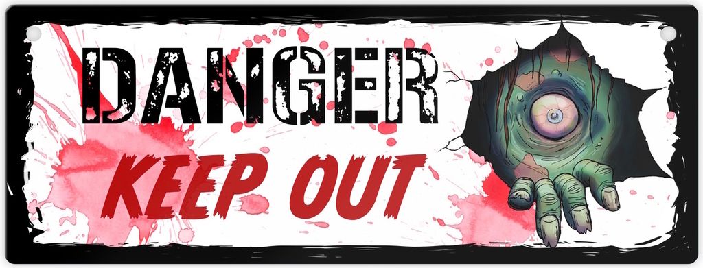 Danger Keep out Metallschild mit Zombie-Motiv zu Halloween