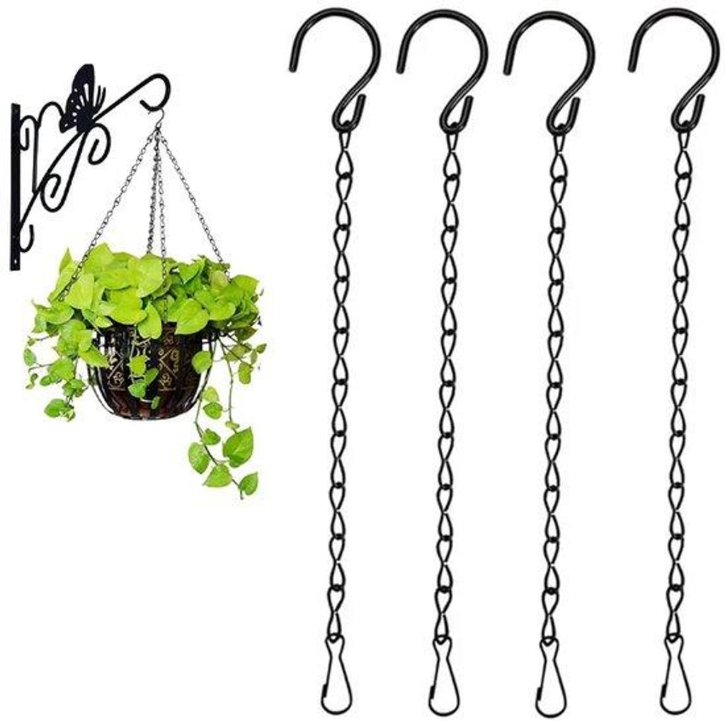 Metallische Ketten für Pflanzen, 50 cm, schwarz, 4 Stück