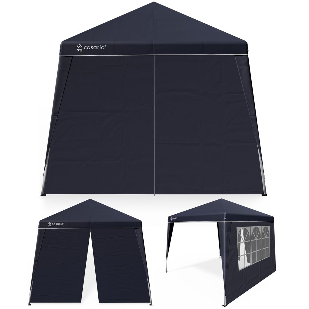 CASARIA Pavillon Pop-Up 3x3m inkl. 2x Seitenteile Farbauswahl UV-Schutz 50+ inkl. Tasche wasserdicht faltbar Faltpavillon Festival Capri Anthrazit