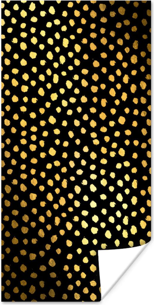 MuchoWow Poster Polka dots - Gold - Schwarz 75x150 cm - Dekoration für die Wände