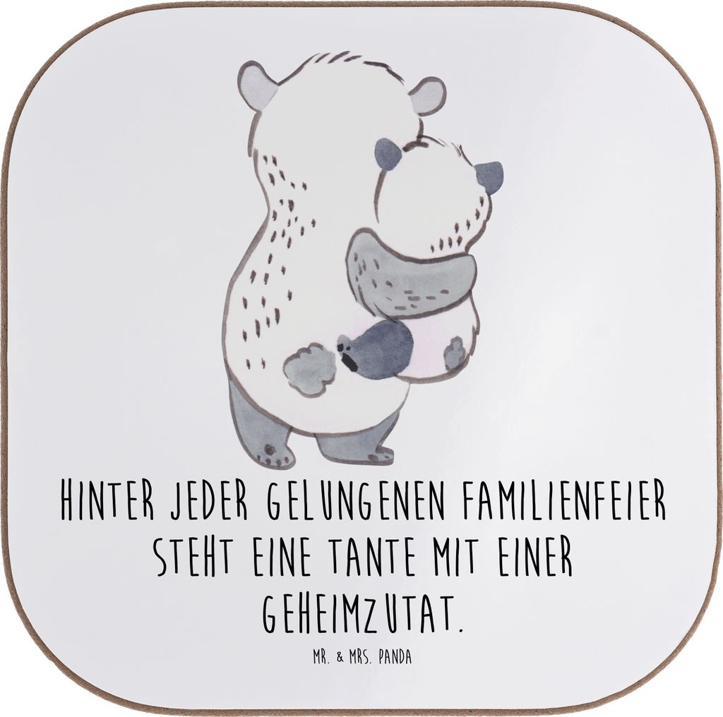 Mr. & Mrs. Panda Untersetzer für Gläser Tante Geheimzutat - Weiß - Geschenk, Tasse, Dekoration, Getränkeuntersetzer, gläseruntersetzer, famili...