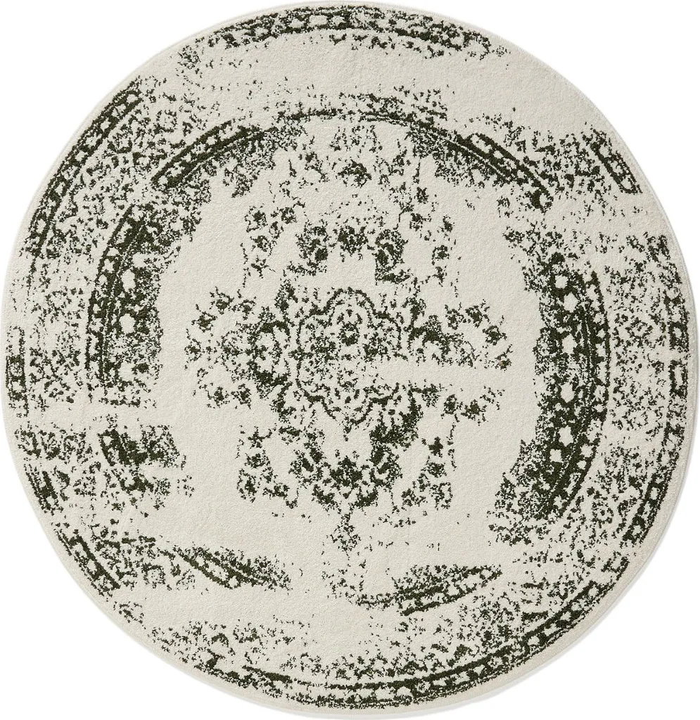 Tapis Sia benuta en Fibres Naturelles Douces ø 120 cm Vert et Crème Chic