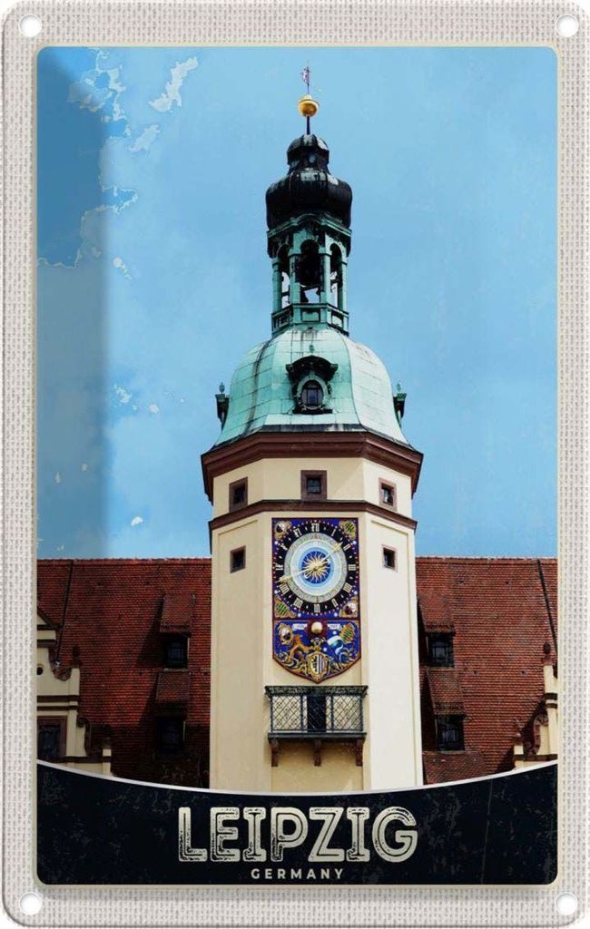 vianmo Blechschild 18x12 cm Leipzig Kirche Stadttour Bildmotiv Reisemotiv Abenteuer Reisen Urlaub