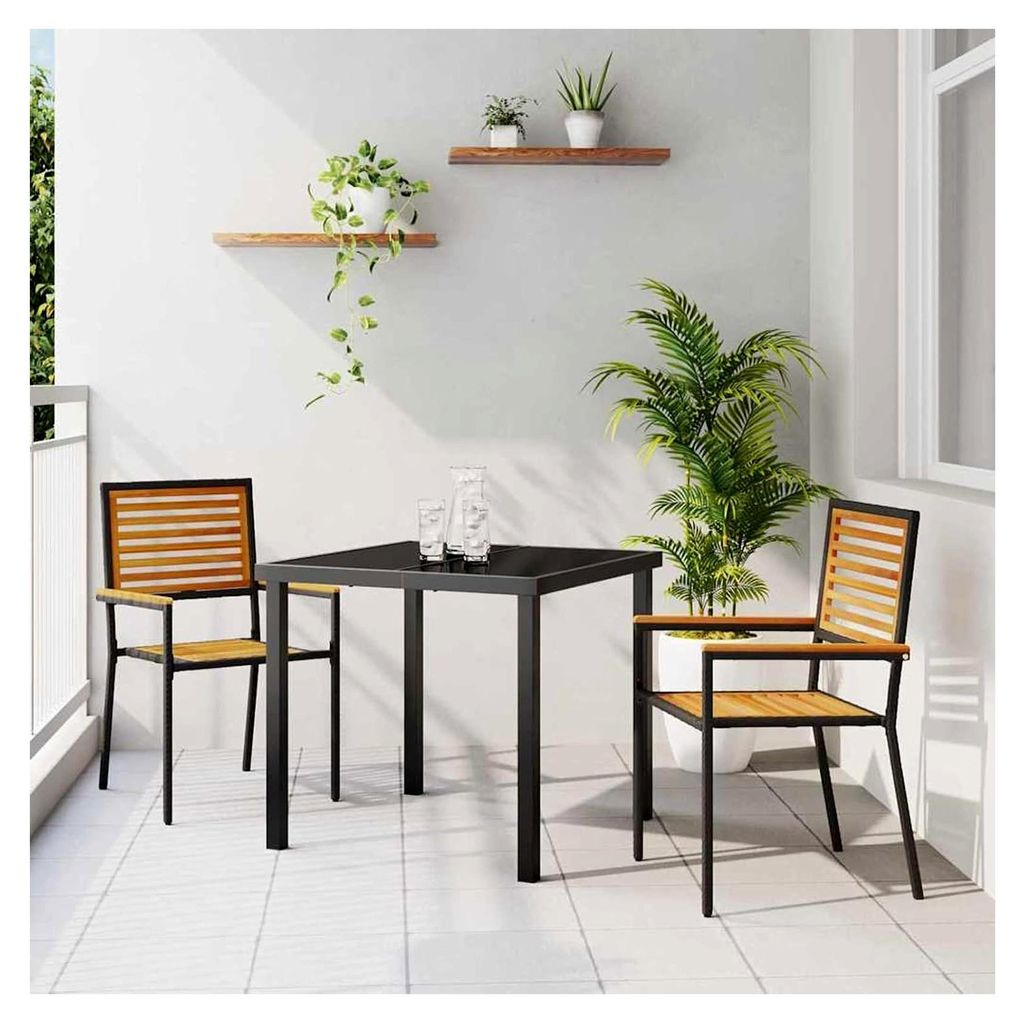Stapelbare Gartenstühle mit Kissen, 2 Stück, Schwarz, Poly Rattan
